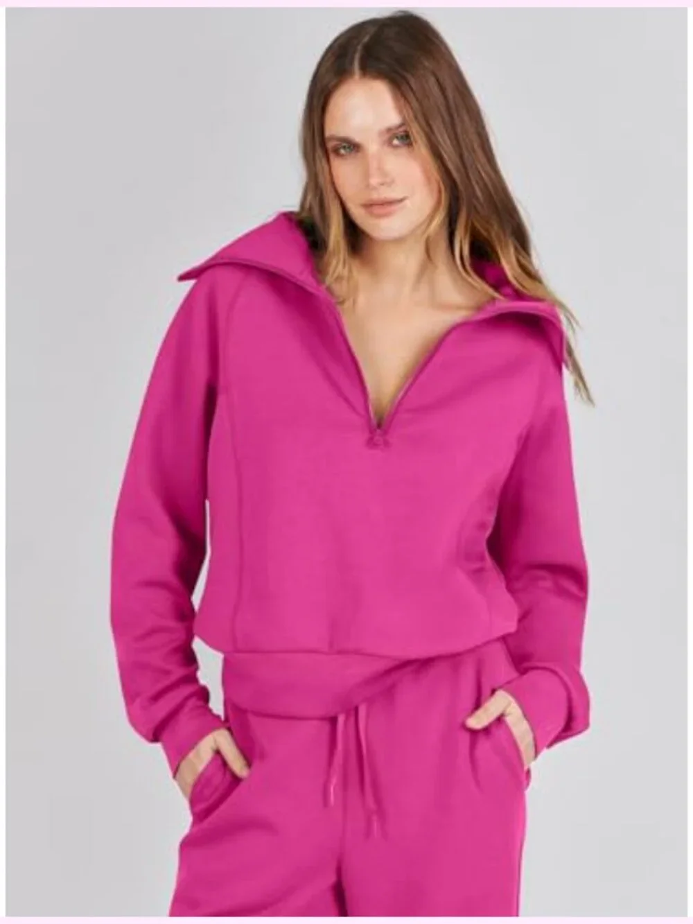 2 Piece Outfit Half Zip Sweatshirt Wide Leg Pants Lounge Matching Sets Sweatsuit